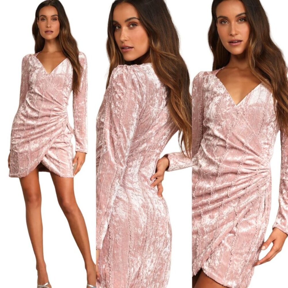 NWT Lulu's Velvet Wrap Mini Dress